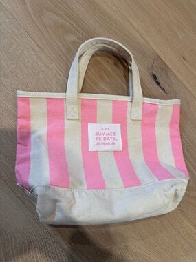 NWOT Summer Fridays Limited Edition Mini Pink Striped Tote